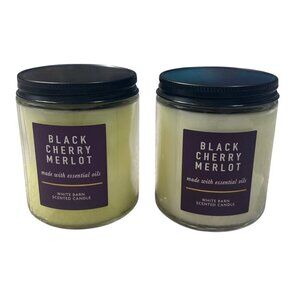 2 White Barn Jar Candles Black Cherry Merlot 7 oz Single Wick (READ)